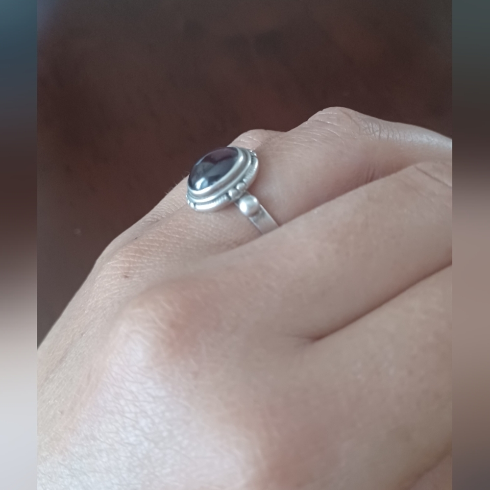 925 Sterling Solid Silver Ring Size 7 Natural Gar… - image 2
